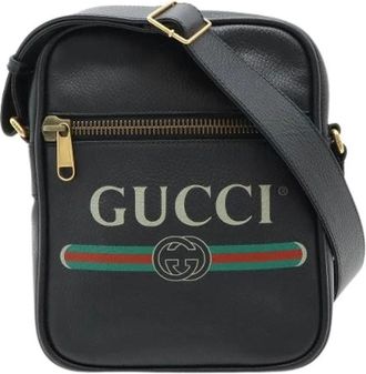 Gucci Pre-owned Vintage Cross Body Bag - Dames - Vintage Schoudertas - Zwart - ONE Size - Leer - Vintage