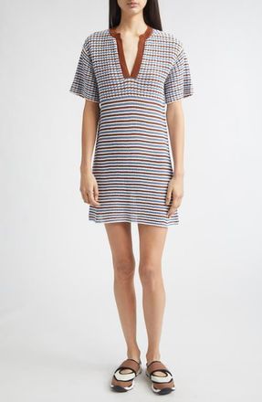 Marni Stripe Cotton Crochet Minidress in Crm30 Gold Brown at Nordstrom, Size 2 Us