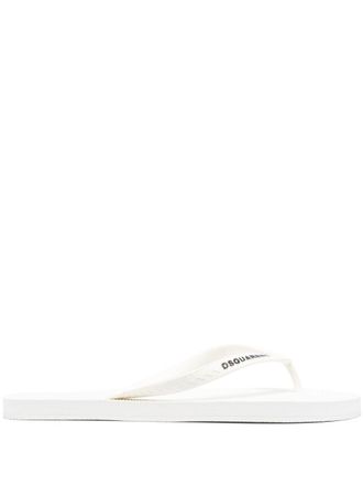 Dsquared2 embossed-logo flip flops - White