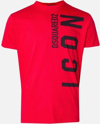 Dsquared2 Mens Dsquared2 Red T-shirt Large Black Icon Logo - Size: 38