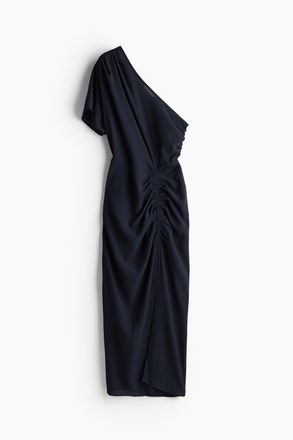 H&M Drapiertes One-Shoulder-Kleid - Marineblau