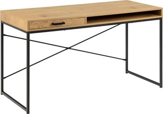 Furniture To Go Seaford Office Desk with 1 Drawer in Black and Oak