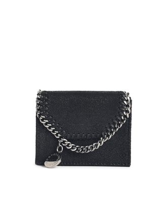 Stella McCartney Cartera negra Falabella Tri Fold de Stella Mc Cartney en Shaggy Deer