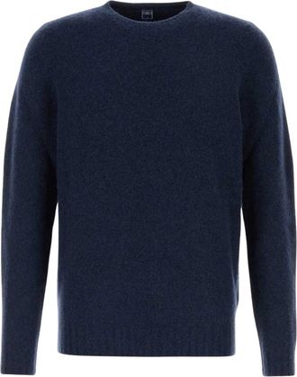 Fedeli Rondgebreide kleding - Heren - Ronde hals truien - Blauw - S - Wol - Truien & Vesten