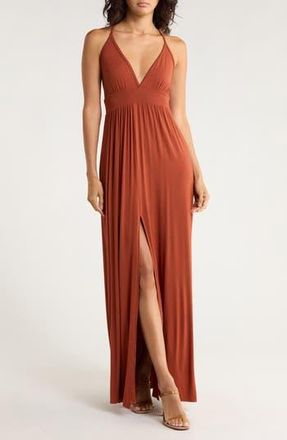 Go Couture Halter Maxi Dress in Bran Ponte at Nordstrom Rack, Size X-Large