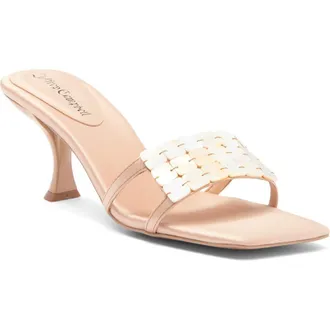 Jeffrey Campbell Abalone Slide Sandal in Champange Satin Combo at Nordstrom, Size 6.5