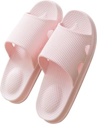 PartyKindom Anti-skid Indoor Sandal Lightweight Summer Bathroom Slippers for Women Men Breathable Comfortable PVC Shower Footwear Pink Couple