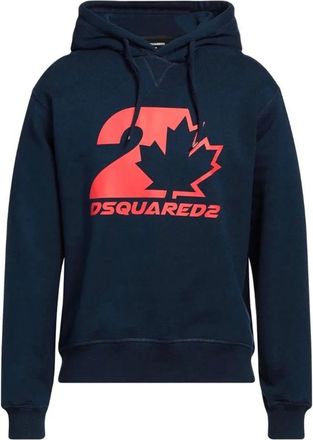 Dsquared2 Red Maple Leaf Print Navy Hoodie