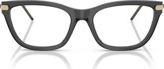 Emporio Armani 54mm Cat Eye Optical Glasses in Shiny Opal Black /Demo Lens at Nordstrom
