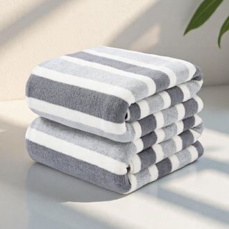 OEM Juego De 2 Toallas De Ba&ntilde;o Extragrandes, Lujosas, Suaves Y A Rayas, Ultra Absorbentes Y De Secado R&aacute;pido, Ideales Para El Uso Diario. (br)