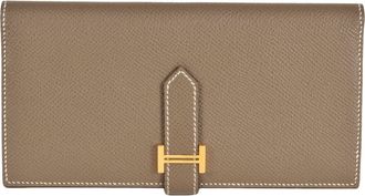 Herm&egrave;s Etoupe Gray Epsom Leather Long Wallet (Bi-Fold) (Pre-Owned)