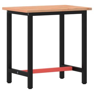 vidaXL Banco De Trabajo Madera Maciza De Haya Y Metal 80x55x81,5 Cm Vidaxl