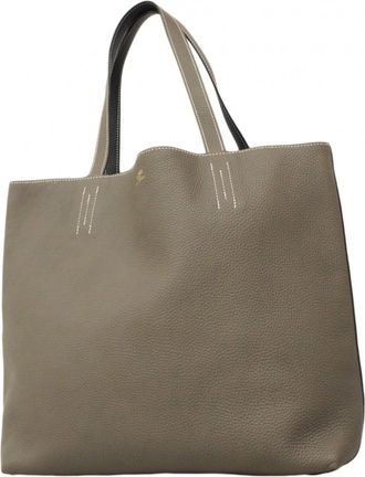 Herm&egrave;s Blue Indigo Etain Taurillon Clemence Leather Tote Bag (Pre-Owned)