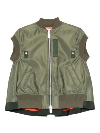 sacai zip-up sleeveless gilet - Verde