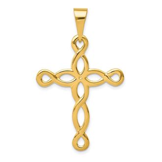 Diamond2Deal 14k Yellow Gold Polished Cross Pendant
