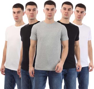 Duck and Cover Heren Caplaz Mouw T-shirt met print (5-pack) (Veelkleurig)