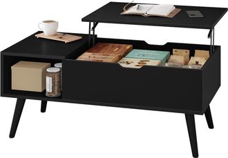Woltu Tavolino da caff&egrave; Tavolo Sollevabile Elevabile da Salotto Mobile da Divano Soggiorno Portariviste 100x50x(43-57) cm, Marrone Rustico - Woltu