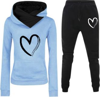 Generic Womens Tracksuit Set Hoodie Tracksuit Womens Leisure Suits Ladies 2 Piece Warm Outfit Full Set Activewear Gym Wear Jogger Track Suits Womens Clothes W