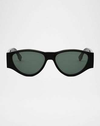 Fendi Mens FF Squared Acetate Oval Sunglasses