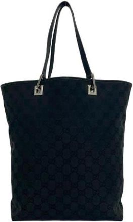 Gucci Pre-owned Tote Bags, female, Black, Size: ONE SIZE Pre-owned Vintage GG Canvas Tote Bag