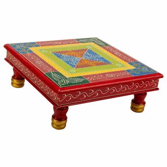 Wanderlust Deco Wanderlust Deco - Mesa Auxiliar De Madera Pintada A Mano 38x38x14