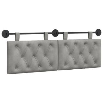vidaXL Cabecero Colgante Con Luz Led Gris Claro Terciopelo Vidaxl
