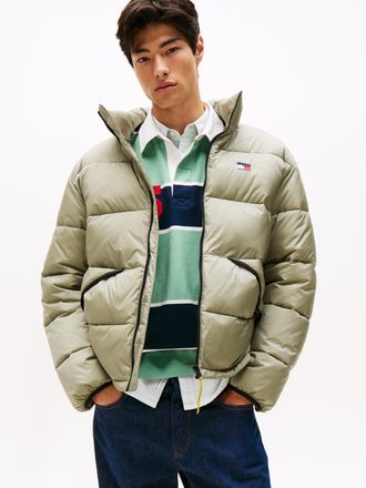Tommy Jeans Steppjacke TOMMY JEANS VAIL PUFFER, Herren, Gr. L, utility sage, Web, Obermaterial: 100% Polyamid, unifarben, regular fit normal, Rundhals, eingesetzt