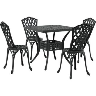 vidaXL Vidaxl Set De Bistro De Jard&iacute;n 5 Piezas De Aluminio Fundido Negro