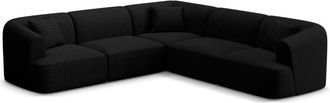 Cosmopolitan Design Sof&aacute; esquinero sim&eacute;trico modular 6 plazas tejido estructural negro