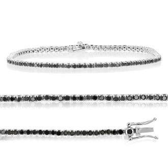 Vir Jewels 2 cttw Black Diamond Tennis Bracelet.925 Sterling Silver with Rhodium 7.5 Inch