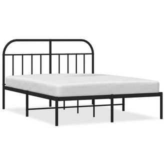 Berkfield Home Metal Bed Frame with Headboard Black 135x190 cm Double