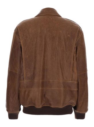 Saint Laurent Womens Bomber Jacket Leather Brown Lamb Coat