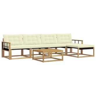 vidaXL Conjunto De Sof&aacute;s De Exterior 6 Pcs Blanco Y Crema Vidaxl