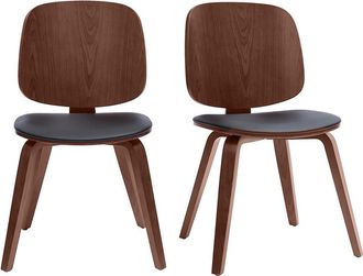 Miliboo Set De 2 Sillas De Madera Oscura Y Negra Beck
