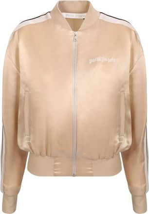 Palm Angels Beige Sportieve Sweatshirt met Streepdetail - Dames - Bomber jackets - Beige - L - Jassen