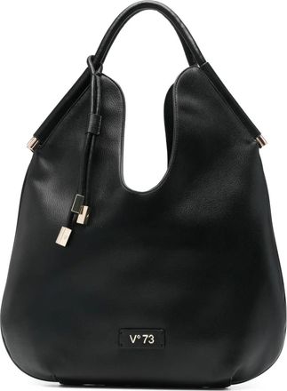 V&deg; 73 Borsa a spalla con placca logo - Nero