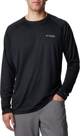Columbia PFG Solar Stream Long Sleeve Performance T-Shirt in Black at Nordstrom, Size Xx-Large