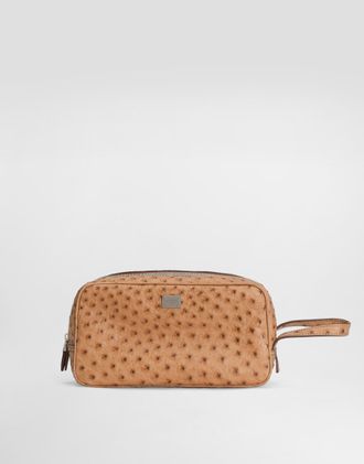 Dolce & Gabbana Ostrich Necessaire - Man Briefcase And Clutches Beige Onesize