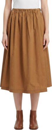 Pinko Brown Solid Calf Length Skirt