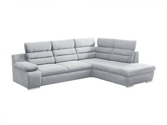 Vente-Unique Sof&aacute; cama rinconera de tela PYLOS - Gris - &Aacute;ngulo derecho