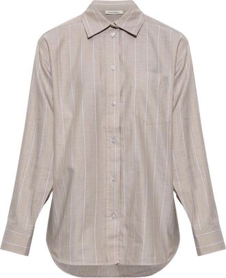 By Malene Birger Audrey Katoenen Shirt - Dames - Overhemden - Beige - L - Katoen - Overhemden