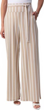 Joseph Ribkoff Striped Silky Knit Wide-Leg Pants In Dune/ Vanilla