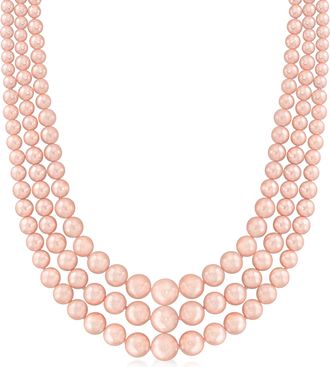 Ross-Simons 6-12mm Pink Shell Pearl 3-Strand Necklace With Sterling Silver