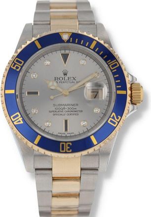 Rolex Pre-owned Rolex Submariner Automatic Chronometer Diamond Silver Dial Mens Watch 16613 SDO
