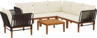 vidaXL 7 Uds. Madera De Acacia S&oacute;lida Y Cuerda Natural Vidaxl