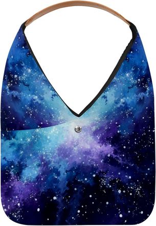 Generic Starry Sky Star Purple Reusable Lightweight Grocery Bags - Foldable Into Compact Pouch, Washable & Sturdy, Multipurpose for Shopping and Travel