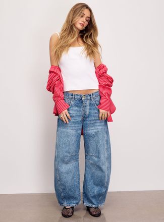 Free People Womens Good Luck loose barrel jean