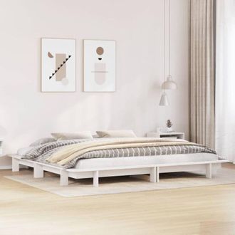 vidaXL Estructura De Cama Sin Colch&oacute;n Madera Maciza Blanca 200x200 Cm Vidaxl