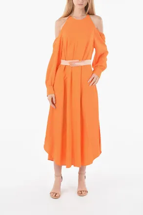 Stella McCartney Maxi Abito Cold Shoulder con Cintura Elastica Stella McCartney