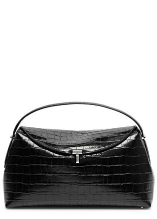Toteme T-lock Crocodile-effect Leather top Handle bag - Black - One Size